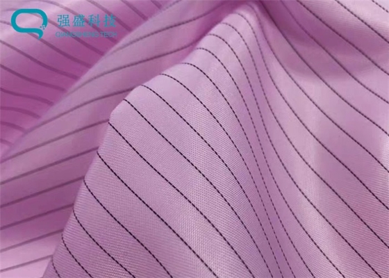 5mm Stripe Conductive Polyester Anti Static Fabric Plain Style