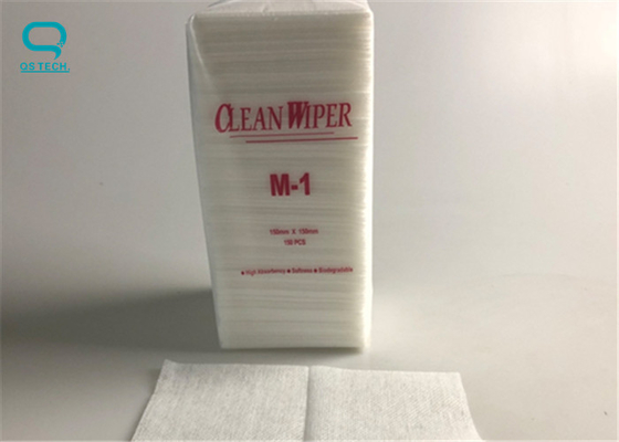 White 4 Folded Lint Free Cleanroom Wipes 100% Wood Fiber